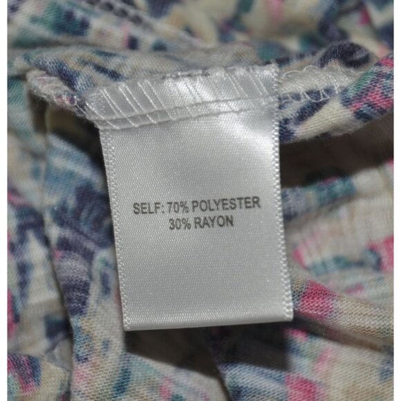 Rose + Olive Womens 3X Colorful Abstract Print Pleated 3/4 Sleeve Blouse Top - Picture 8 of 9